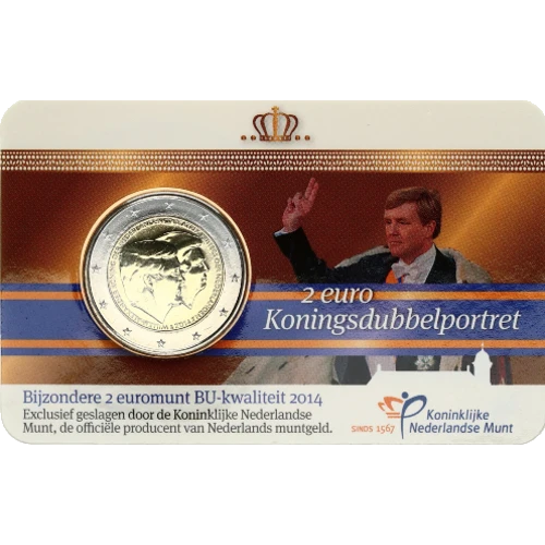 Moneda de 2 Euros Conmemorativos de los Países Bajos 2014 - Ascensión al Trono del Rey Guillermo Alejandro - Coincard Flor de Cuño - Foto 1