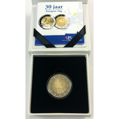 Moneda de 2 Euros Conmemorativos de los Países Bajos 2015 - 30 Aniversario de la Bandera de la Unión Europea - Estuche Proof - Foto 1