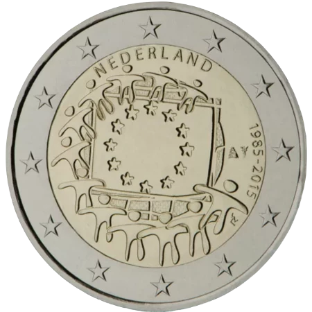 Moneda de 2 Euros Conmemorativos de los Países Bajos 2015 - 30 Aniversario de la Bandera de la Unión Europea