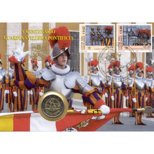 Moneda de 2 Euros Conmemorativos del Vaticano 2006 - Guardia Suiza Pontificia - Conjunto Filatélico - Foto 1
