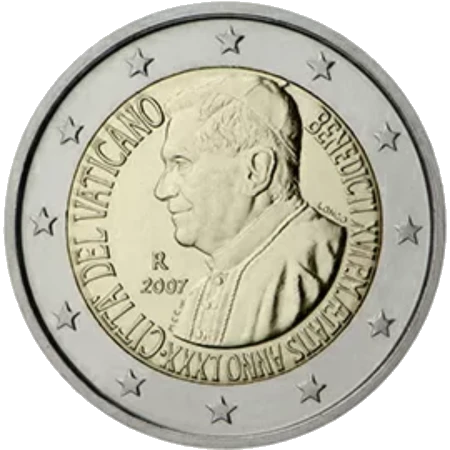 Moneda de 2 Euros Conmemorativos del Vaticano 2007 - 80 Cumpleaños de Benedicto XVI
