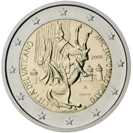 Moneda de 2 Euros Conmemorativos del Vaticano 2008 - Apóstol San Pablo