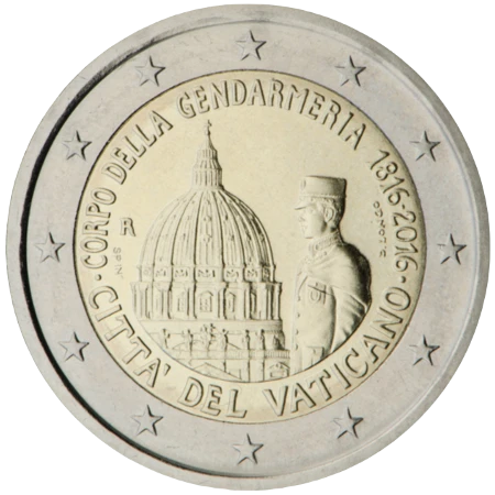 Moneda de 2 Euros Conmemorativos del Vaticano 2016 - Gendarmería Vaticana