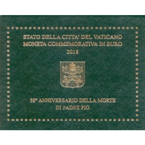 Moneda de 2 Euros Conmemorativos del Vaticano 2018 - Padre Pío - Cartera Flor de Cuño - Foto 1