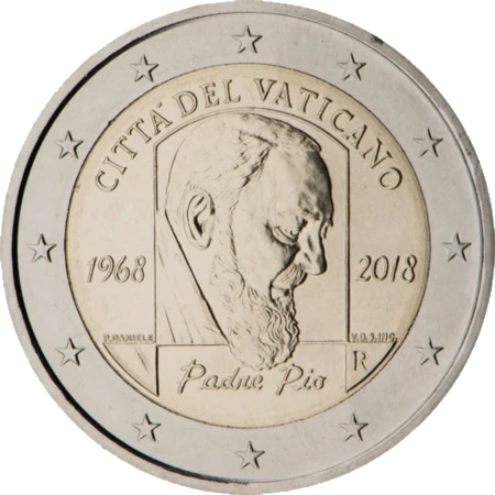 Moneda de 2 Euros Conmemorativos del Vaticano 2018 - Padre Pío