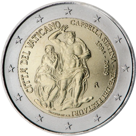 Moneda de 2 Euros Conmemorativos del Vaticano 2019 - Restauración de la Capilla Sixtina
