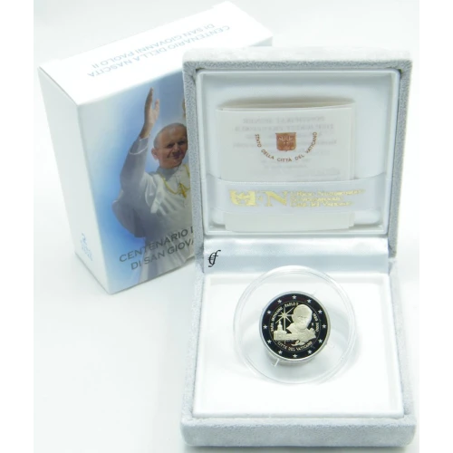Moneda de 2 Euros Conmemorativos del Vaticano 2020 - Papa Juan Pablo II - Estuche Proof - Foto 1