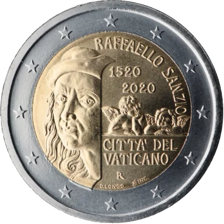 Moneda de 2 Euros Conmemorativos del Vaticano 2020 - Rafael Sanzio, Rafaello