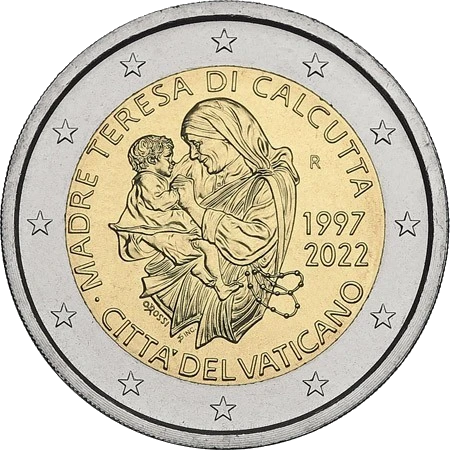Moneda de 2 Euros Conmemorativos del Vaticano 2022 - Madre Teresa de Calcuta