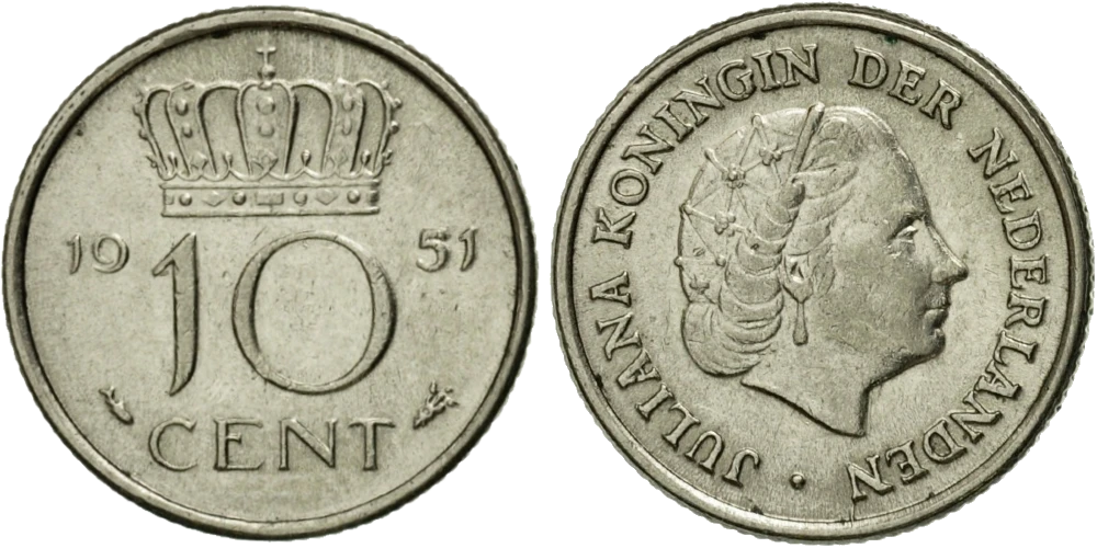Países Bajos - 10 Céntimos 1951