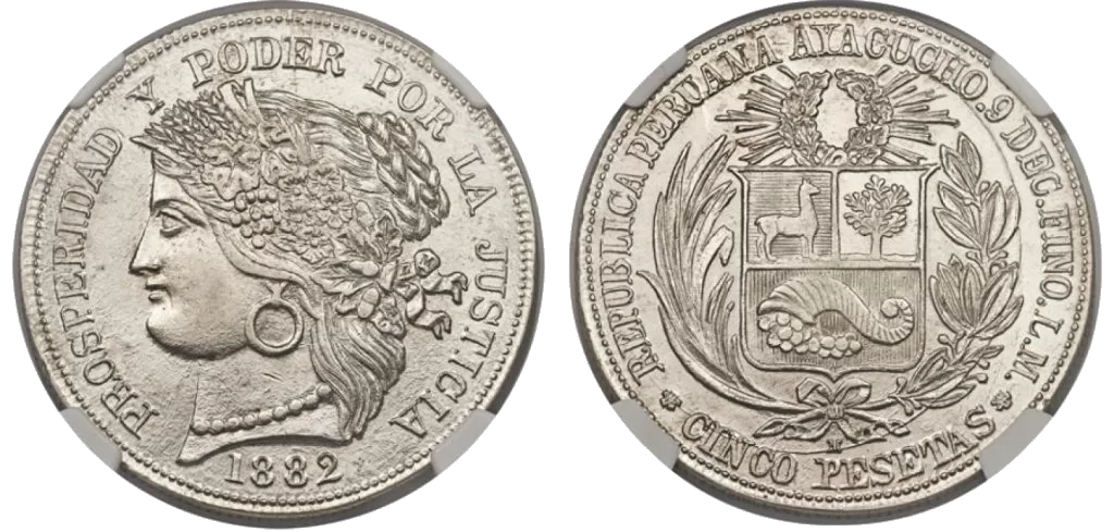 Perú - 5 Pesetas 1882