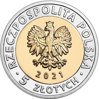 Polonia - 5 Zlotych 2021 - Puerta de la Grúa en Gdansk - Reverso