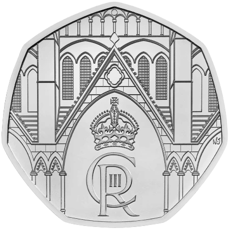 Reino Unido - 50 Peniques 2023 - Coronación Abadía de Westminster - Reverso