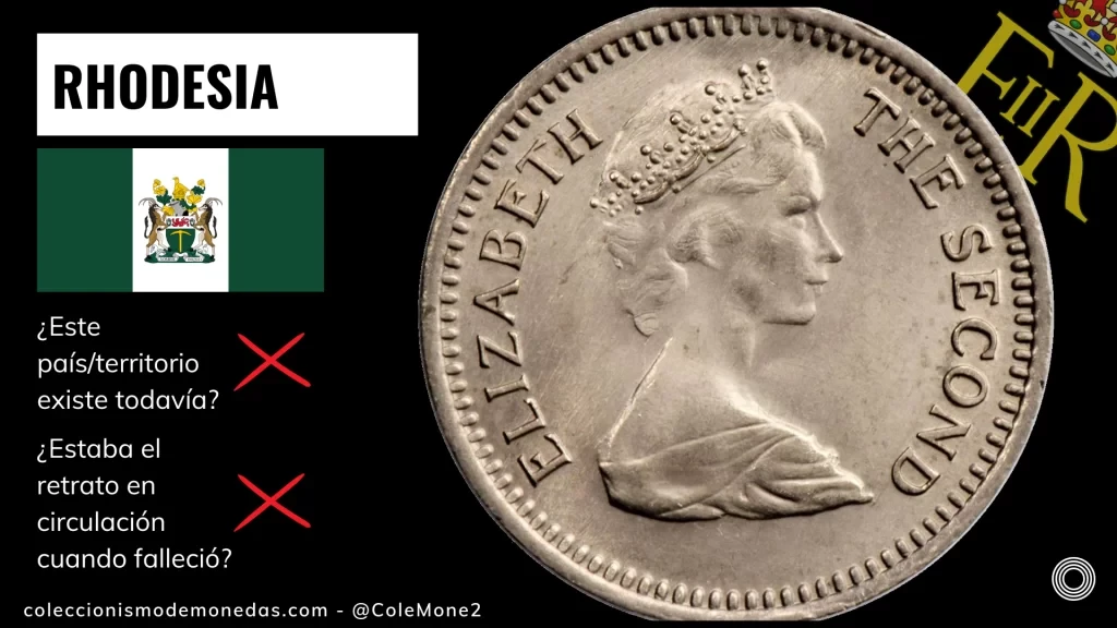 Rhodesia - Monedas con Busto de Isabel II