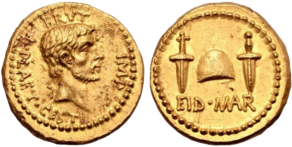 Roma - Áureo de Bruto 43 aC - Idus de Marzo