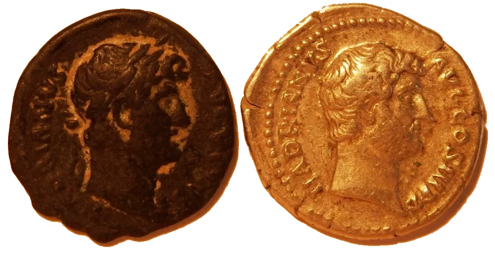Roma - Denario de Adriano - Comparación Forrado vs Real