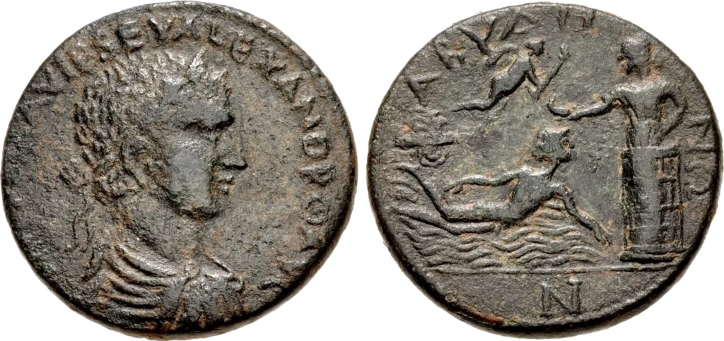 Roma - Denario de Severo Alejandro - Abidos - 195 dC