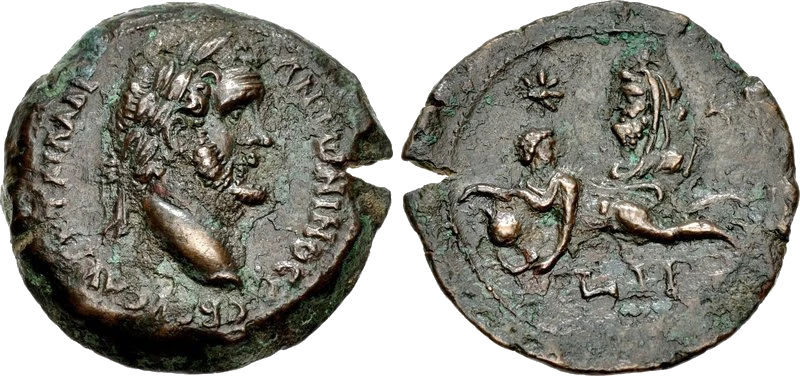 Roma - Egipto - Dracma de Antonino Pio 144 dC - Alejandría - Zodiaco - Acuario