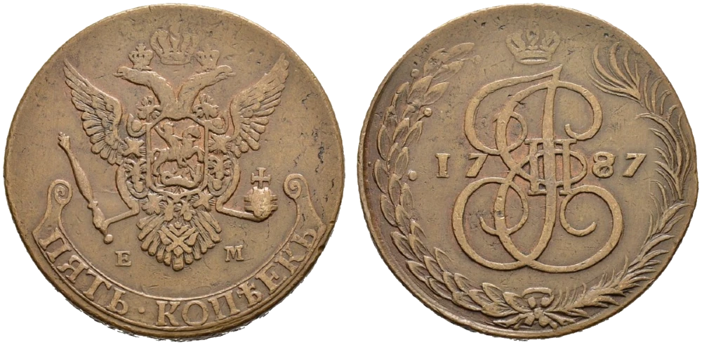 Rusia - 1 Rublo 1787 - Falsificación Avasta, Suecia
