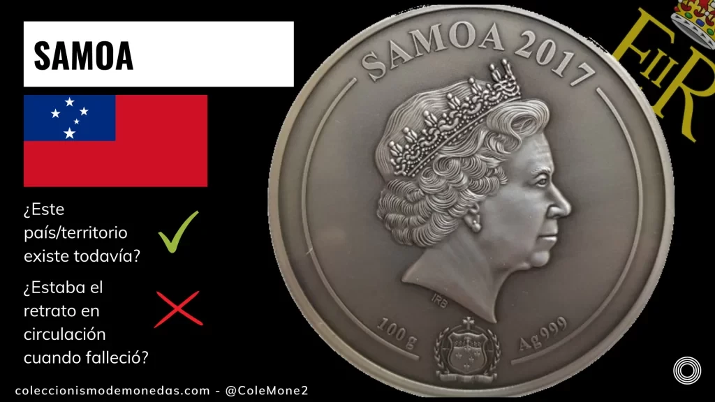 Samoa - Monedas con Busto de Isabel II