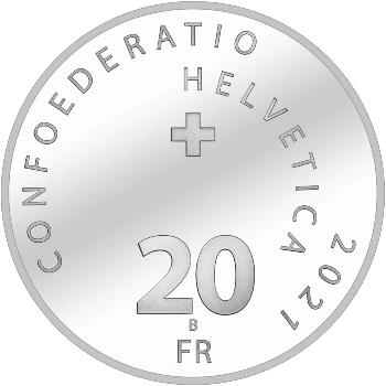 Suiza - 20 Francos 2021 - Energía Hidráulica - Reverso