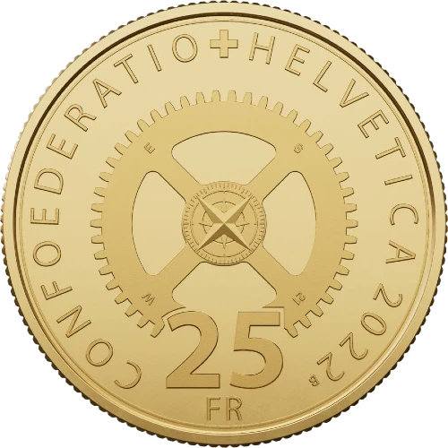 Suiza - 25 Francos 2022 - Industria Relojera - Reverso