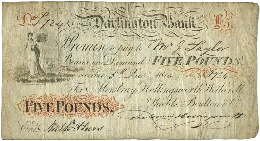 United Kingdom - 5 Pounds 1814 - Darlington Bank - Anverse